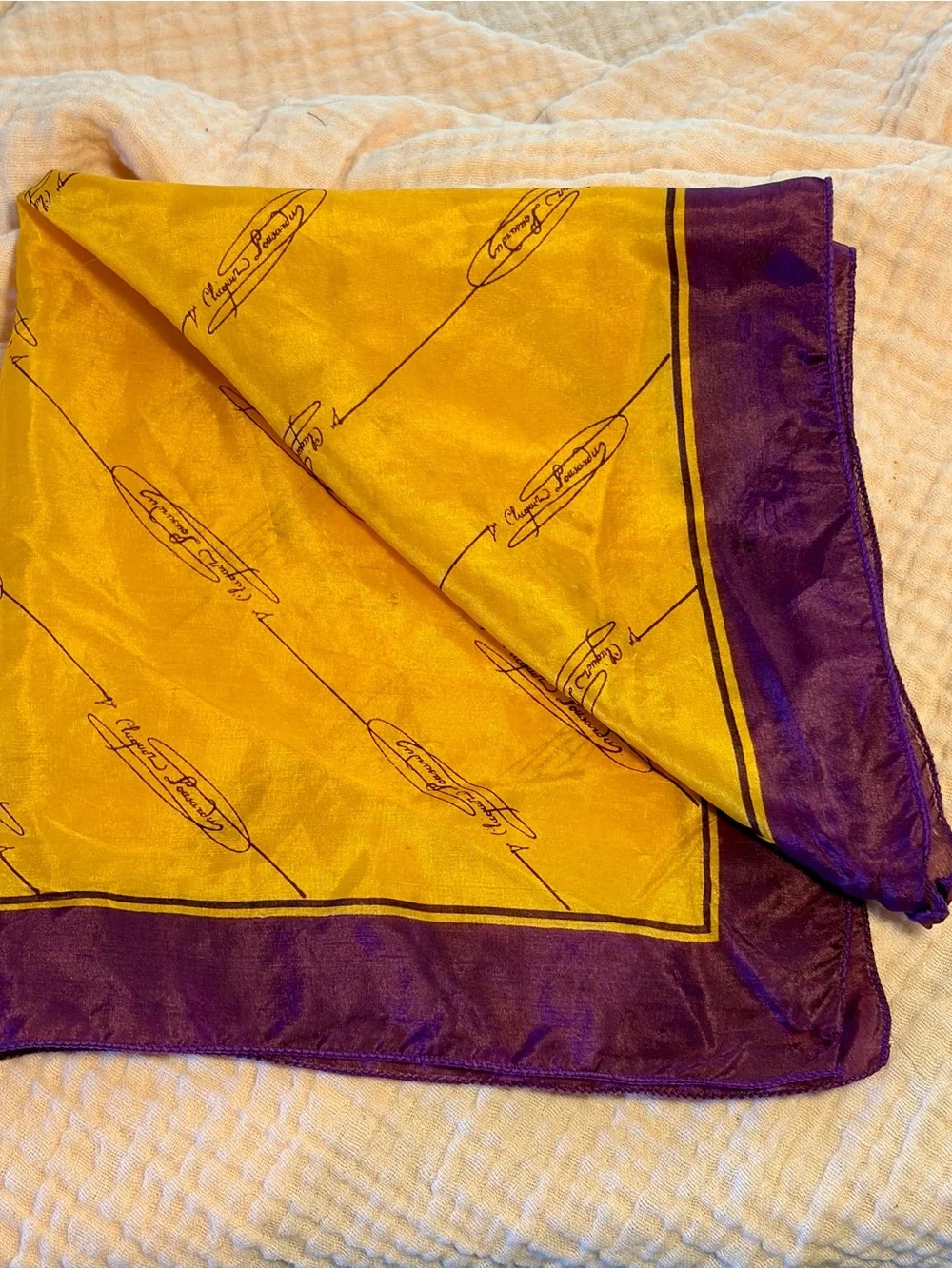 Vintage Veuve Clicquot Ponsardin Champagne House silk pocket square / scarf.